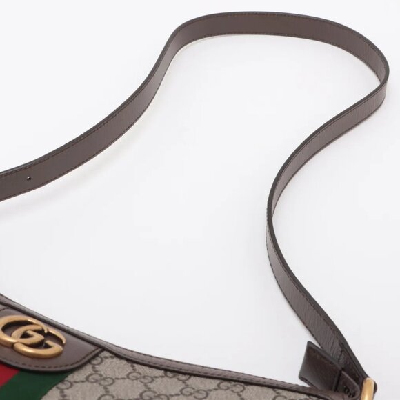 Gucci GG Supreme Monogram Web Small Ophidia Half Moon Hobo Brown - Picture 5 of 9